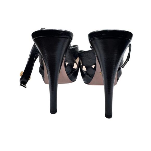 PRADA ANTIC SOFT NERO BLACK PLATFORM CRISS CROSS DRESSY SHOES SZ 41 10.5 - Picture 5 of 9